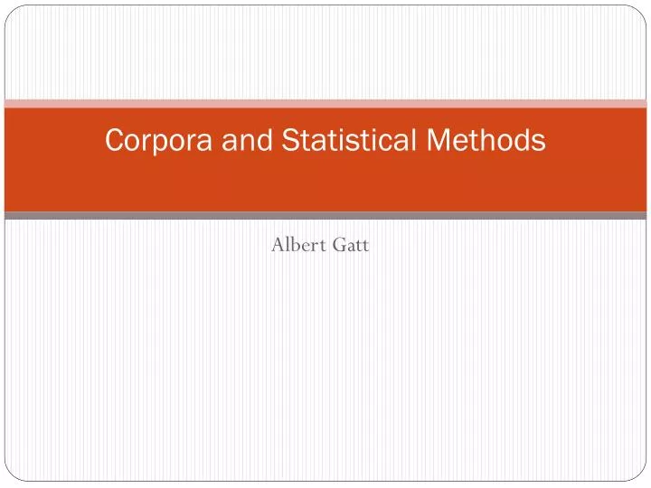 corpora and statistical methods