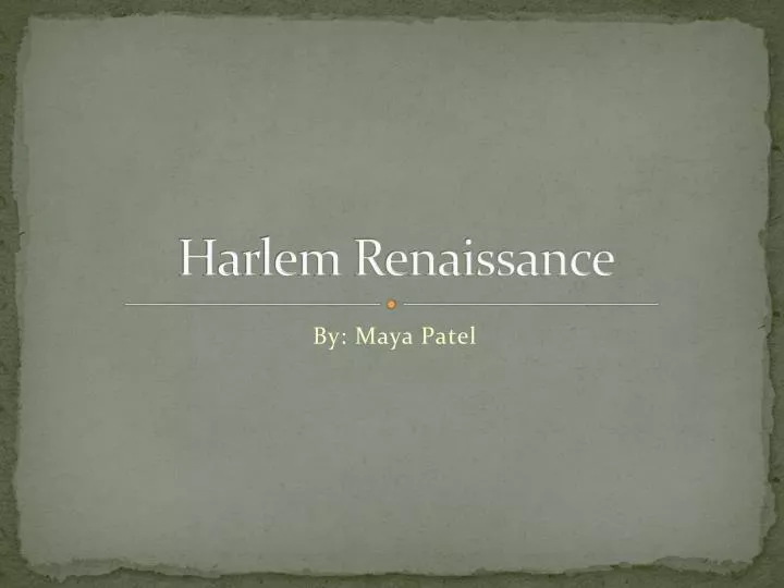 harlem renaissance