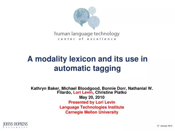 a modality lexicon and its use in automatic tagging