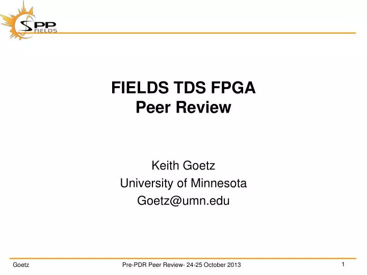 fields tds fpga peer review