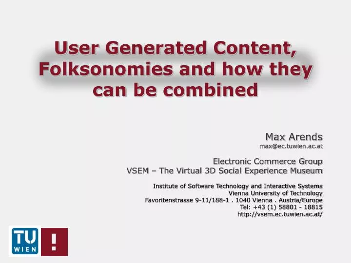 user generated content folksonomies and how they can be combined