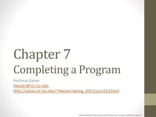 Chapter 7 Completing a Program