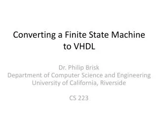 Converting a Finite State Machine to VHDL