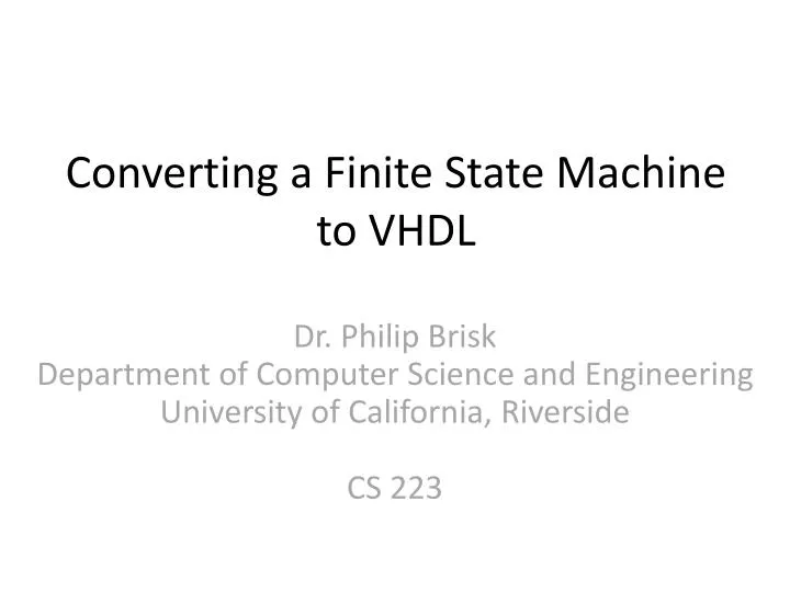 converting a finite state machine to vhdl