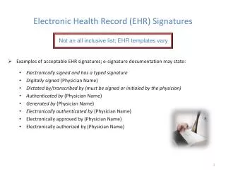 Electronic Health Record (EHR) Signatures