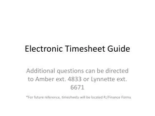 Electronic Timesheet Guide