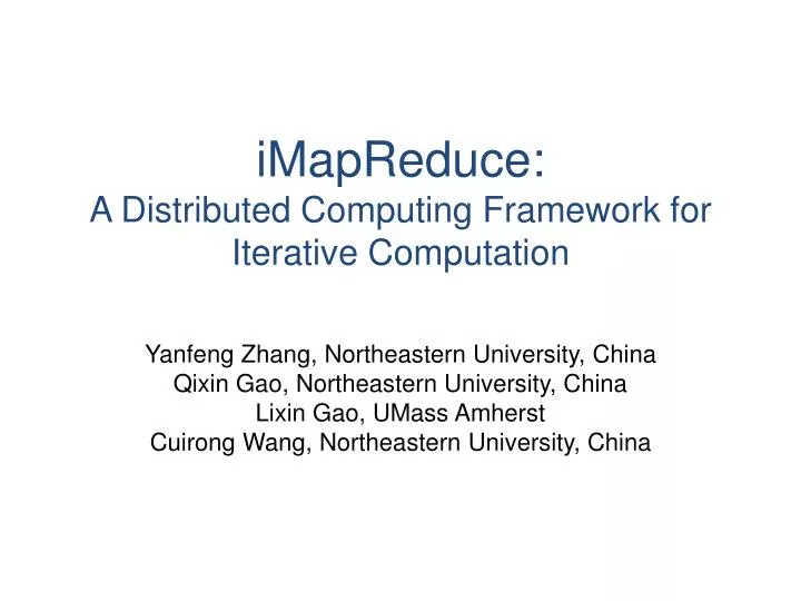 imapreduce a distributed computing framework for iterative computation