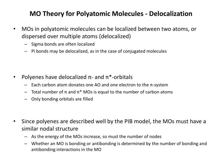 mo theory for polyatomic molecules delocalization