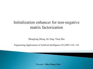 Initialization enhancer for non-negative matrix factorization