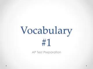 Vocabulary # 1