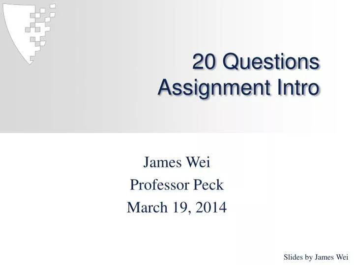 20 questions assignment intro