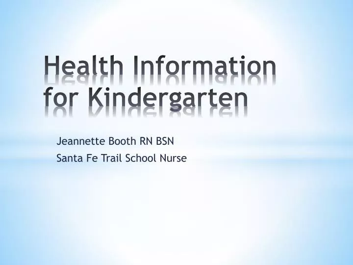 health information for kindergarten