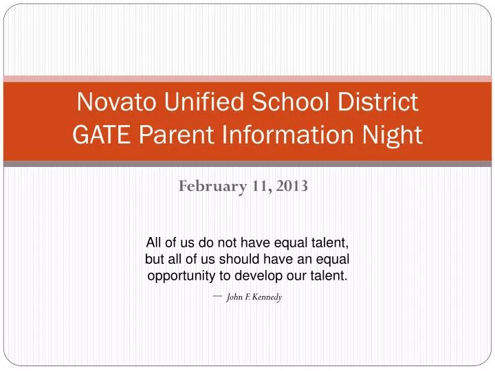 novato unified school district gate parent information night
