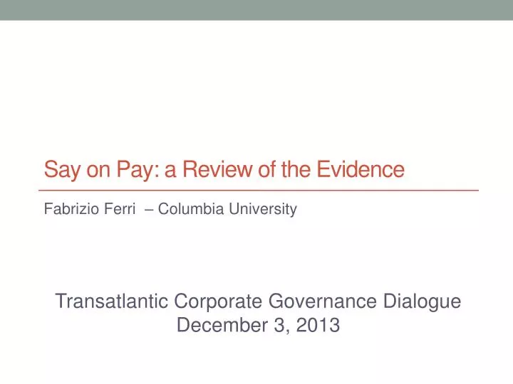 say on pay a review of the evidence