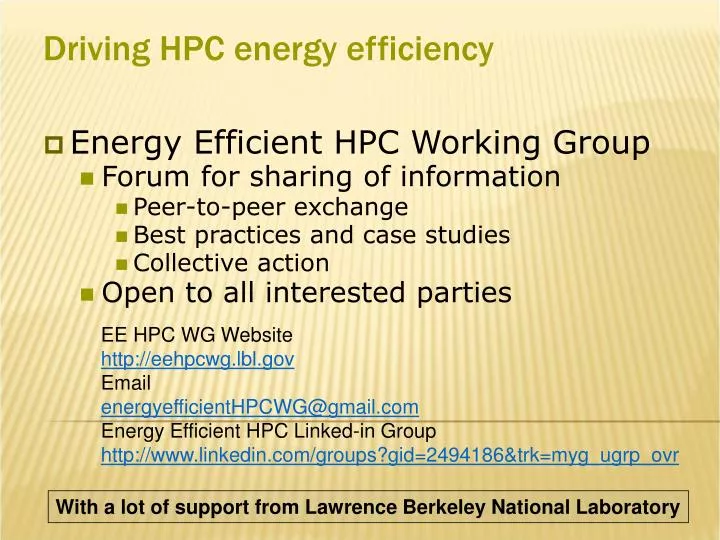 driving hpc energy efficiency