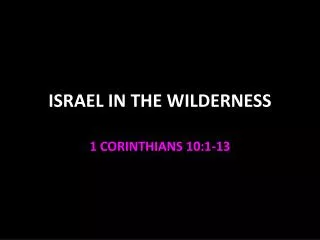 ISRAEL IN THE WILDERNESS