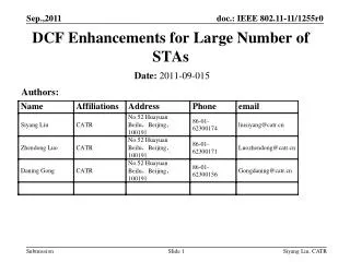 DCF Enhancements for Large Number of STAs