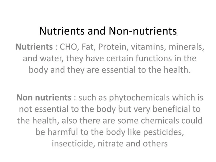 nutrients and non nutrients
