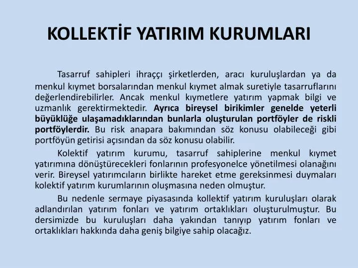 kollekt f yatirim kurumlari