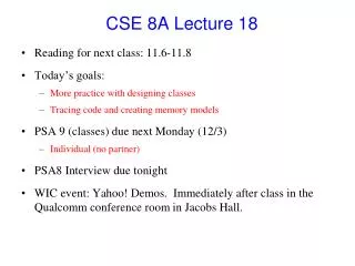 CSE 8A Lecture 18