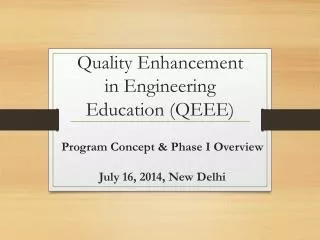 Quality Enhancement in Engineering Education (QEEE)