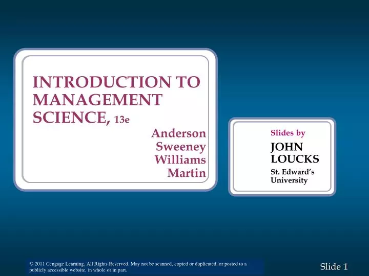 PPT - Slides by JOHN LOUCKS St. Edward's University PowerPoint