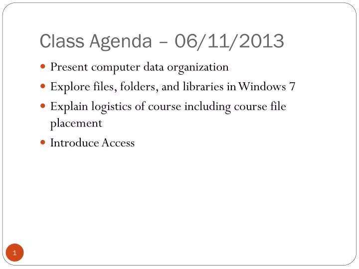 class agenda 06 11 2013