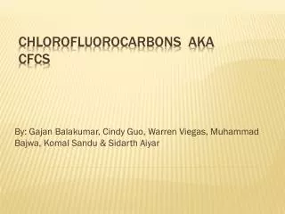 Chlorofluorocarbons AKA CFCs