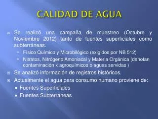 calidad de agua