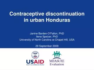 Contraceptive discontinuation in urban Honduras
