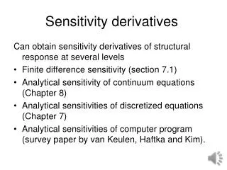 Sensitivity derivatives