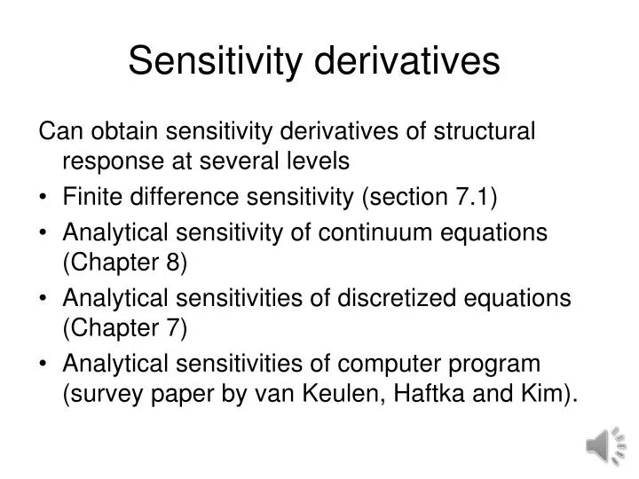sensitivity derivatives