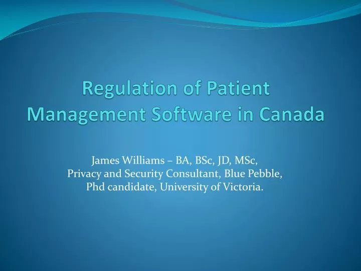 regulation of patient management software in canada