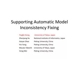 Supporting Automatic Model Inconsistency Fixing