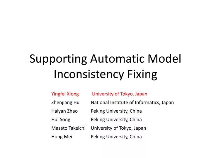 supporting automatic model inconsistency fixing