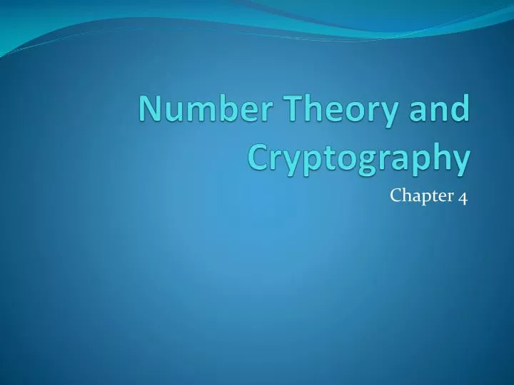 number theory and cryptography