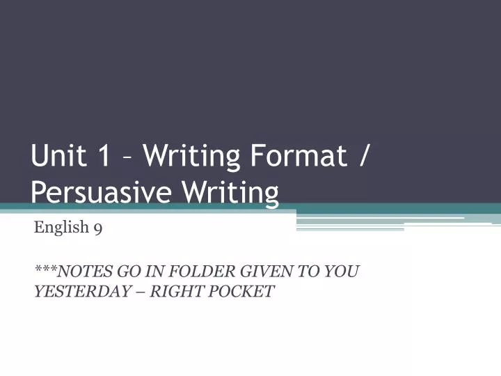 unit 1 writing format persuasive writing