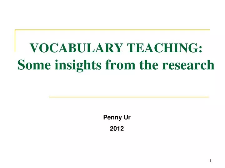 vocabulary teaching some insights from the research
