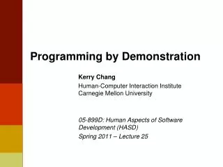 Programming by Demonstration