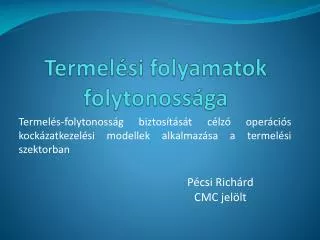 termel si folyamatok folytonoss ga