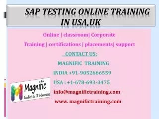 Sap TESTING Online Training IN USA,UK