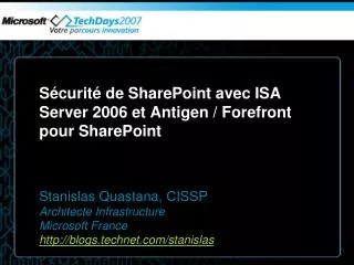 s curit de sharepoint avec isa server 2006 et antigen forefront pour sharepoint