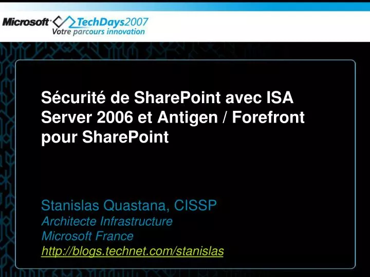 s curit de sharepoint avec isa server 2006 et antigen forefront pour sharepoint