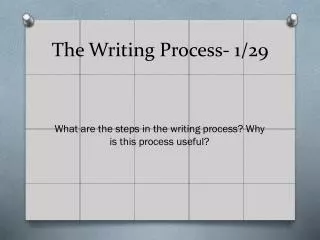 The Writing Process- 1/29