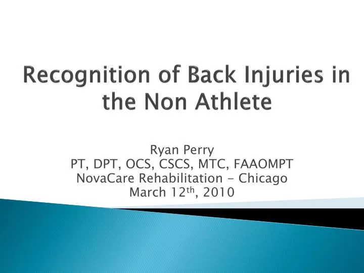 recognition of back injuries in the non athlete