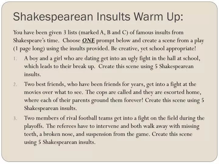shakespearean insults warm up