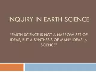 Model for Earth Science Inquiry