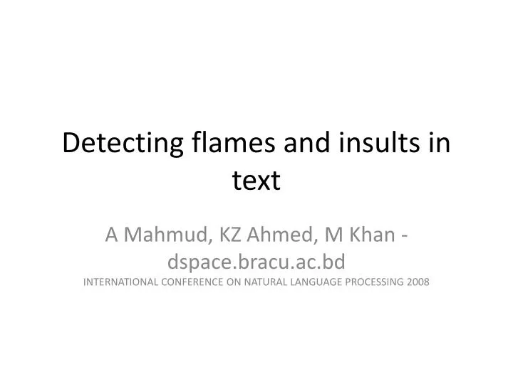 detecting flames and insults in text