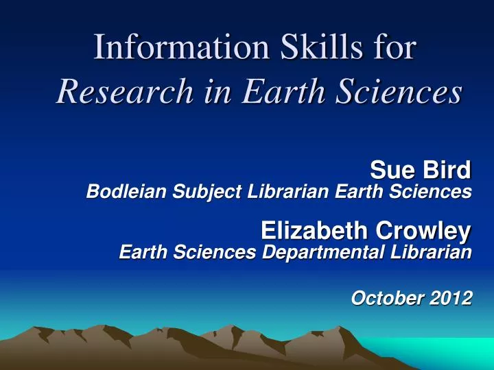 information skills for research in earth sciences