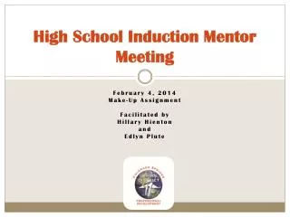 High School Induction Mentor Meeting